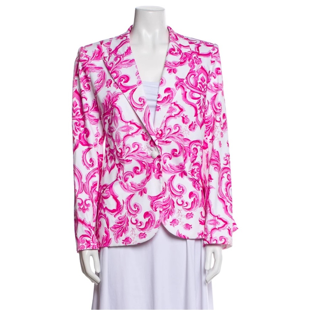 L'AGENCE Vibrant Pink and White Blazer